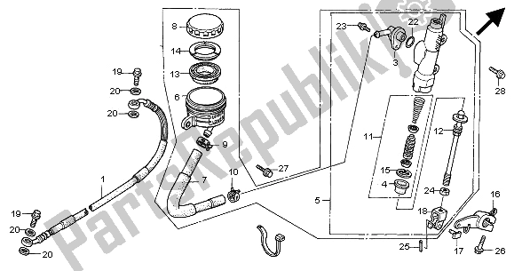 All parts for the Rear Brake Master Cylinder of the Honda XRV 750 Africa Twin 2000