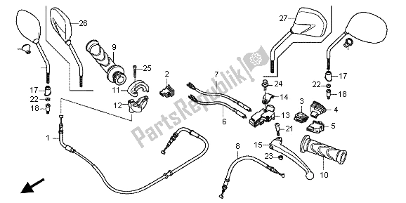 All parts for the Handle Lever & Switch & Cable of the Honda NSC 502 WH 2013