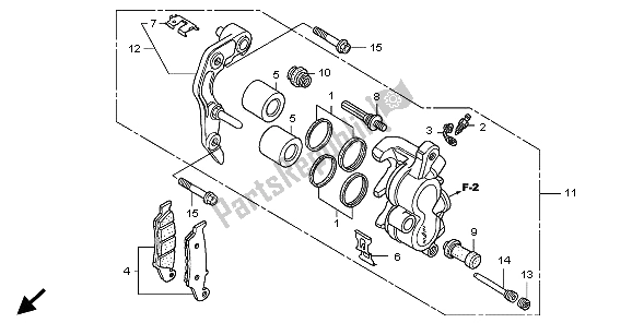 All parts for the Front Brake Caliper of the Honda CRF 450R 2009