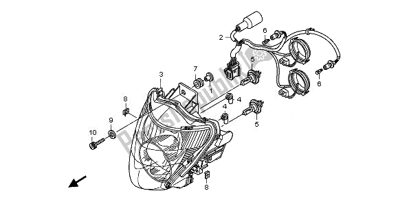 Tutte le parti per il Faro del Honda CB 600F Hornet 2010