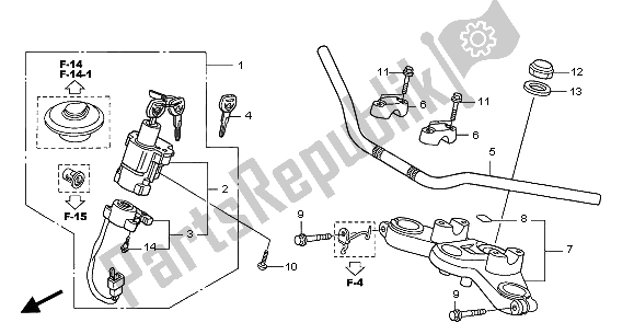 Todas las partes para Manejar Tubo Y Puente Superior de Honda XL 125V 2001