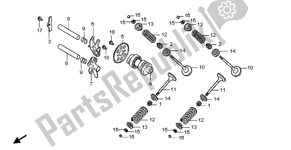 All parts for the Camshaft & Valve of the Honda SH 300A 2009