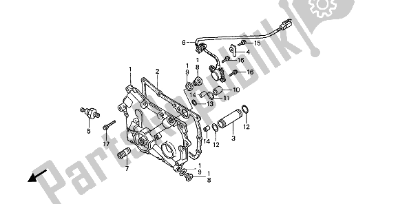 All parts for the Transmission Cover of the Honda GL 1500 1988