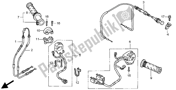 All parts for the Switch & Cable of the Honda VTR 1000F 1997