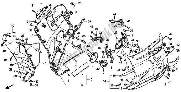 All parts for the Lower Cowl of the Honda CBR 1000F 1993