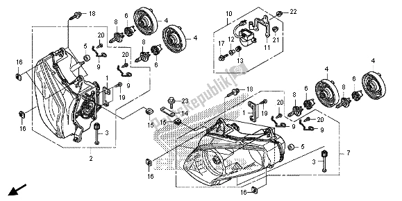 All parts for the Headlight (uk) of the Honda GL 1800B 2013