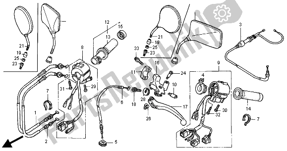 All parts for the Handle Switch of the Honda VT 1100C2 2000