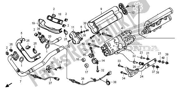 All parts for the Exhaust Muffler of the Honda VT 1300 CXA 2013