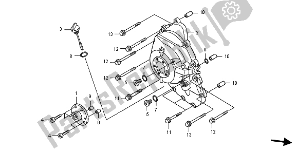All parts for the Right Crankcase Cover of the Honda FJS 400A 2009