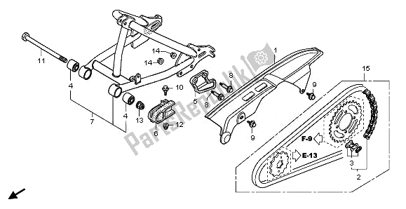 All parts for the Swingarm of the Honda CRF 50F 2011