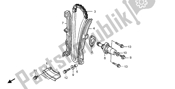 Alle onderdelen voor de Nokkenketting & Spanner van de Honda TRX 500 FA Fourtrax Foreman 2006