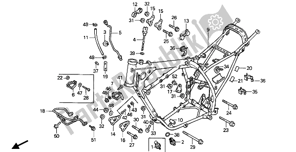 All parts for the Frame Body of the Honda XR 600R 1991