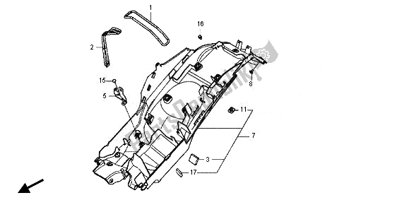 All parts for the Rear Fender of the Honda VFR 800X 2011