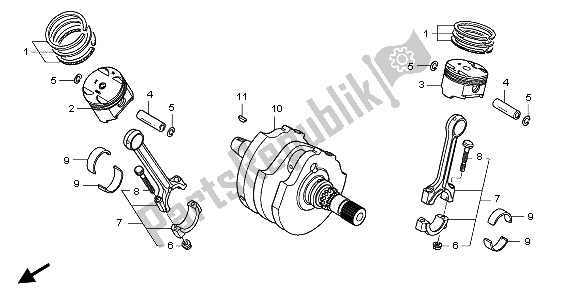 Tutte le parti per il Albero Motore E Pistone del Honda NSA 700A 2009