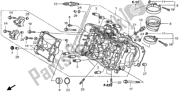 All parts for the Cylinder Head (front) of the Honda VFR 800 2008