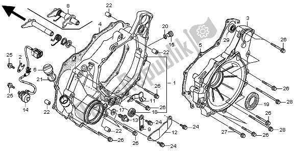 Alle onderdelen voor de Achterste Carterdeksel van de Honda TRX 500 FE Foretrax Foreman ES 2010