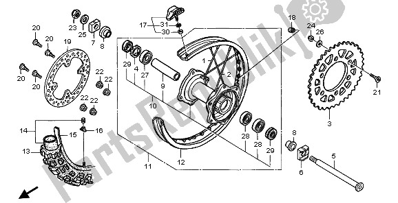 Tutte le parti per il Ruota Posteriore del Honda CR 250R 2006