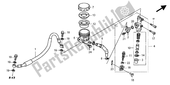 All parts for the Rear Brake Master Cylinder of the Honda CBF 1000F 2012