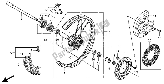 Tutte le parti per il Ruota Anteriore del Honda CRF 250X 2008