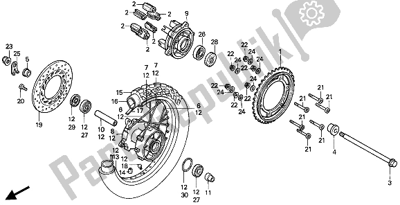 Todas las partes para Rueda Trasera de Honda NX 650 1994