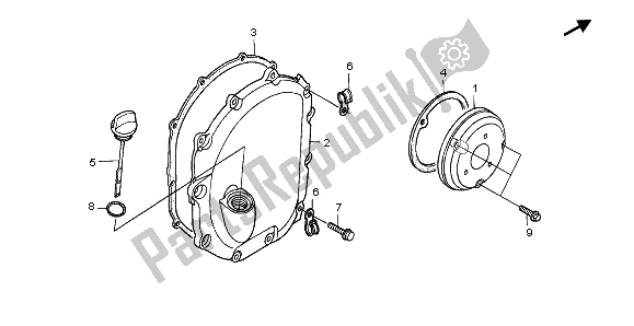 All parts for the Right Crankcase Cover of the Honda CBR 1000F 1997