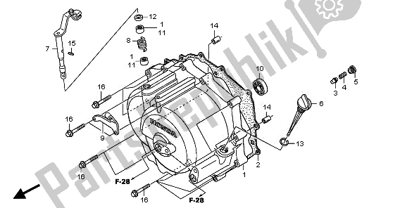 All parts for the Front Crankcase Cover of the Honda TRX 250 EX 2008