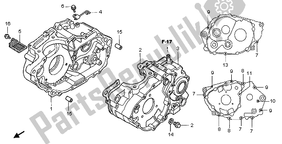 All parts for the Crankcase of the Honda XR 400R 1998