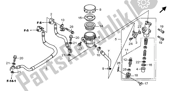 Todas las partes para Cilindro Maestro Del Freno Trasero de Honda CBF 1000A 2010