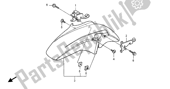 All parts for the Front Fender of the Honda CB 600F Hornet 2003