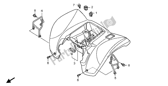 Tutte le parti per il Parafango Posteriore del Honda TRX 250 EX Sporttrax 2004