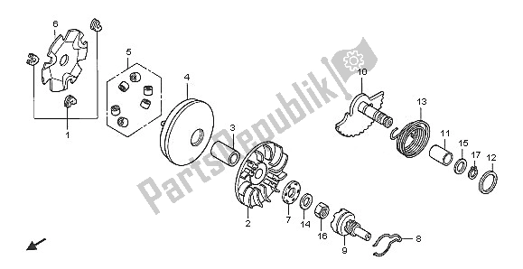 All parts for the Drive Face & Kick Starters Pindle of the Honda NPS 50 2005