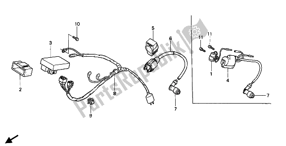 All parts for the Wire Harness & Ignition Coil of the Honda XR 80R 1992