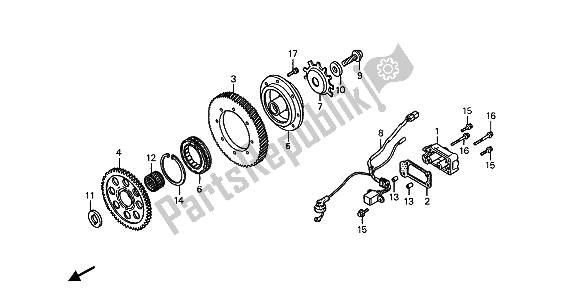All parts for the Starting Clutch of the Honda ST 1100 1992