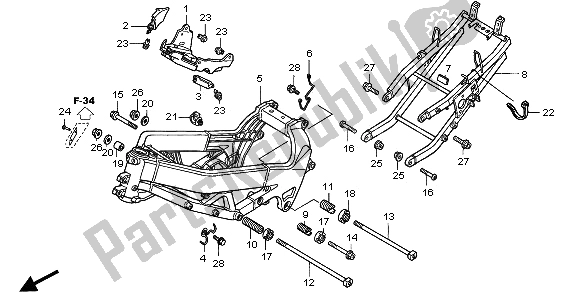 All parts for the Frame Body of the Honda VTR 1000F 2006