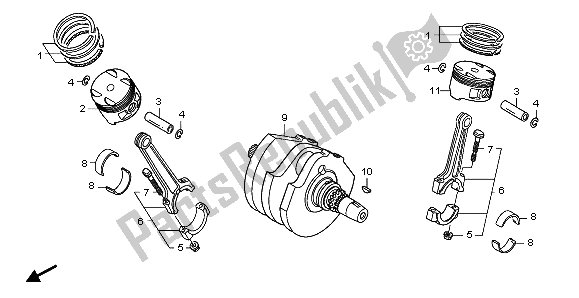 All parts for the Crankshaft & Piston of the Honda NT 700V 2007