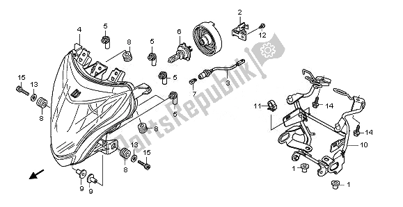 All parts for the Headlight of the Honda CB 600 FA Hornet 2011