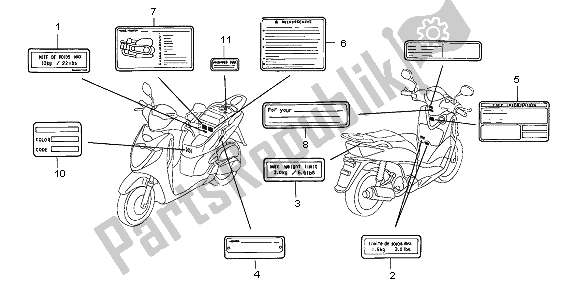 Wszystkie części do Etykieta Ostrzegawcza Honda SH 125 2006