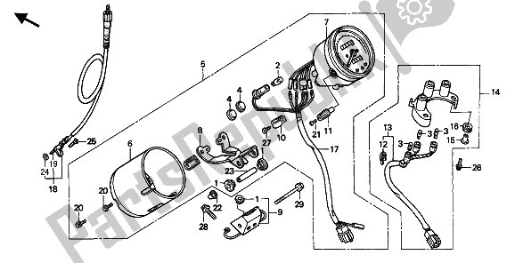 All parts for the Meter (mph) of the Honda VT 600C 1994