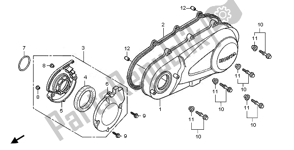 All parts for the Left Crankcase Cover of the Honda SH 125R 2011