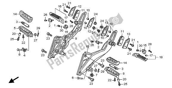 All parts for the Step of the Honda CB 600F Hornet 2008