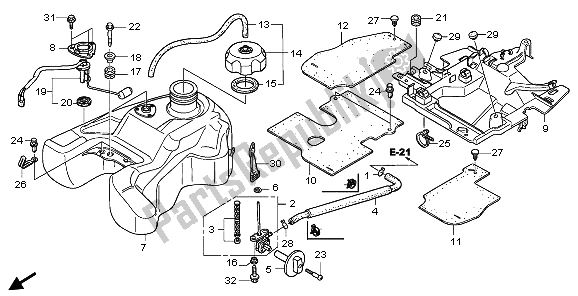 Alle onderdelen voor de Benzinetank van de Honda TRX 500 FA Fourtrax Foreman 2006