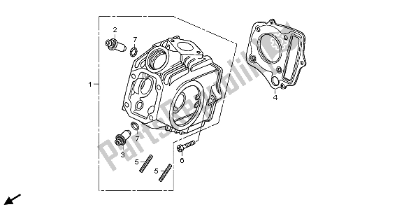 All parts for the Cylinder Head of the Honda CRF 50F 2006