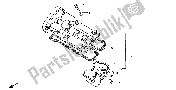 All parts for the Cylinder Head Cover of the Honda CBR 600F 1992