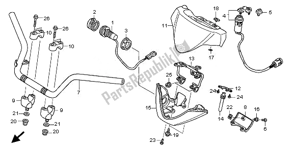 All parts for the Handle Pipe of the Honda TRX 680 FA Fourtrax Rincon 2008