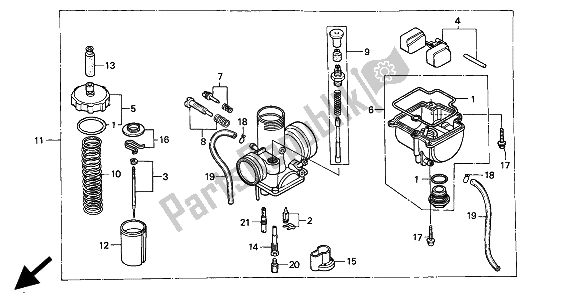 Alle onderdelen voor de Carburator van de Honda CR 80R 1994