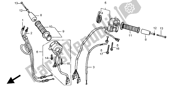 All parts for the Switch & Cable of the Honda ST 1100A 1997