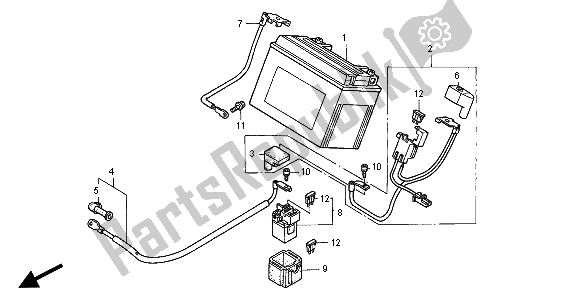 All parts for the Battery of the Honda VFR 800 FI 1998