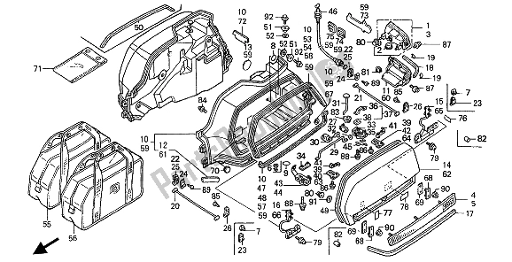 All parts for the Saddlebag of the Honda GL 1500 SE 1991