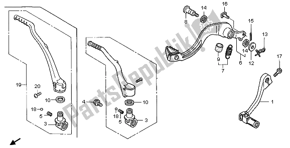 All parts for the Pedal & Kick Starter Arm of the Honda CRF 450X 2006