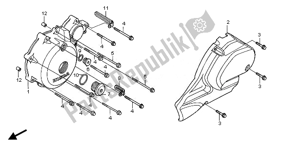 All parts for the Left Crankcase Cover of the Honda NT 700V 2010